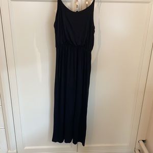 Black maxi dress with cinched waist